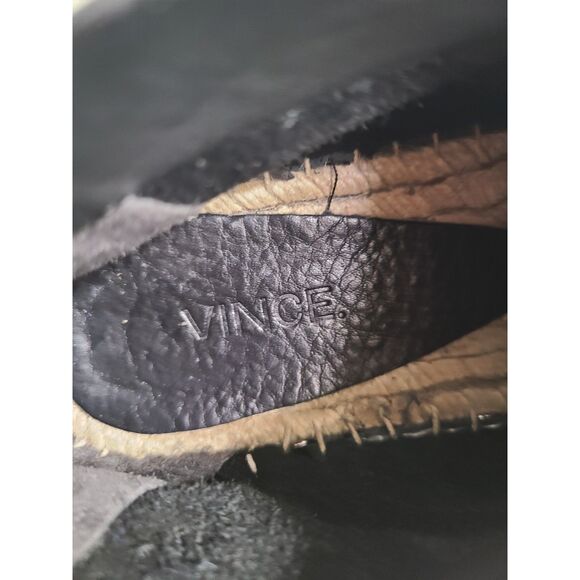 Vince Ronan US 7 Leather Slip On Moccasin Flats Comfort Shoes Black Boho Booties - Picture 7 of 7